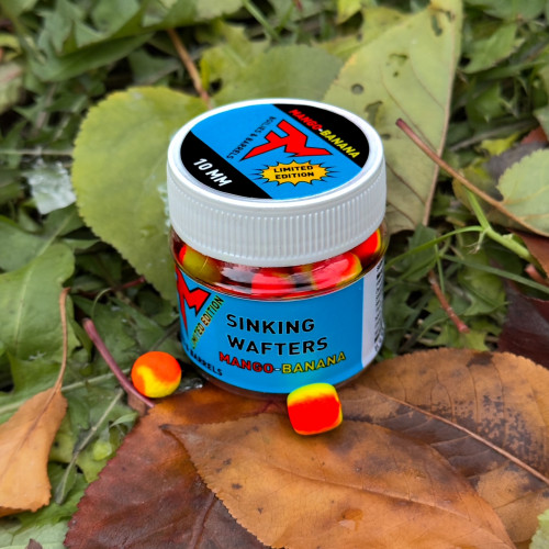 FEEDERMANIA SINKING WAFTERS LIMITED EDITION BOILIES & BARRELS 10 MM MANGO-BANANA